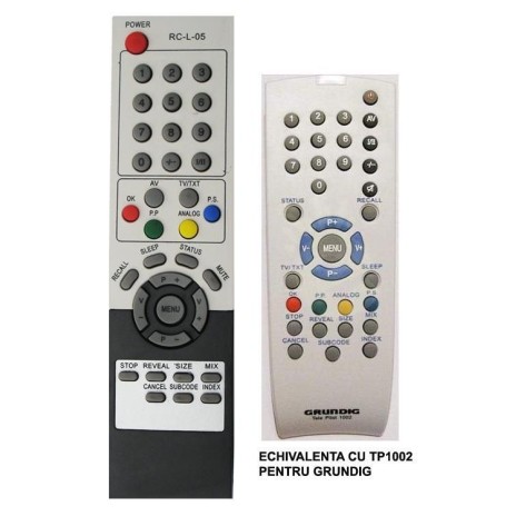 Nr.404/ RC-L-05 Telecomandă pentru WESTWOOD, SHOV, GRUNDIG Nr.404/ RC-L-05 Telecomandă pentru WESTWOOD, SHOV, GRUNDIG