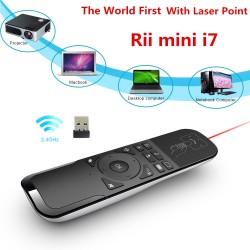 RII I7/ Minitastatură wireless 2,4 G cu Air Mouse, telecomandă combo cu efect giroscop pe 6 axe pentru TV BOX Mini/Laptop PC