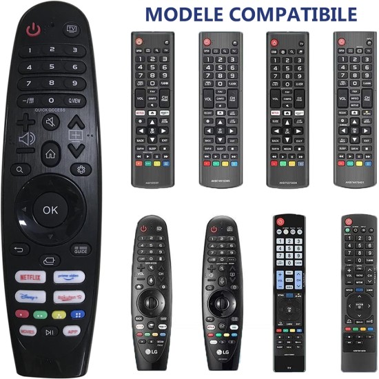 Nr.1055/ CRC2020V Telecomandă cu infrarosu compatibila cu LG Smart TV, LCD, LED, UHD, QLED, 4K, HDR cu Netflix, Primevideo, Rakuten, Disney+, modele 2019-2024 Nr.1055/ CRC2020V Telecomandă cu infrarosu compatibila cu LG Smart TV, LCD, LED, UHD, QLED, 4K, HDR cu Netflix, Primevideo, Rakuten, Disney+, modele 2019-2024