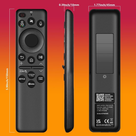 Nr.1220/ BN59-01480A Telecomandă pentru LED SAMSUNG 4K IR + Bluetooth modele 2023-2025 ,incarcare solara BN59-01385A/B, BN59-01432A, BN59-01455A, BN59-01357A/F, BN59-01312A, BN59-01312X, BN59-01329A, BN59-01329C, BN59-01329F, BN59-01330A, BN59-01330X Nr.1220/ BN59-01480A Telecomandă pentru LED SAMSUNG 4K IR + Bluetooth modele 2023-2025 ,incarcare solara BN59-01385A/B, BN59-01432A, BN59-01455A, BN59-01357A/F, BN59-01312A, BN59-01312X, BN59-01329A, BN59-01329C, BN59-01329F, BN59-01330A, BN59-01330X