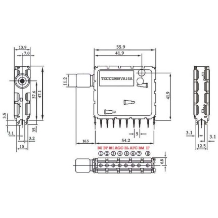 TECC2989VA15A/ Selector TV hiperbandă cu sinteză de tensiune