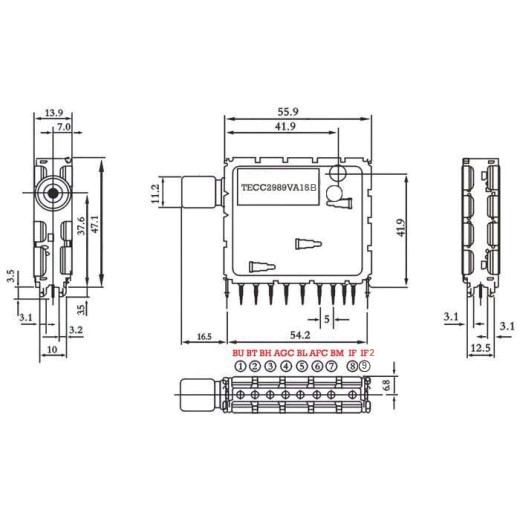 TECC2989VA15B/ Selector TV hiperbandă cu sinteză de tensiune