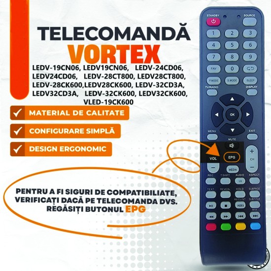 Nr.651B/ Telecomandă KNTECH pentru LED VORTEX Telecomanda LED/TV Vortex modelele LEDV-19CN06, LEDV19CN06, LEDV-24CD06, LEDv24CD06, LEDV-28CT800, 28CT800, LEDV-28CK600, LEDV 28CK600, LEDV-32CD3A, LEDV-32CK600, LEDV32CK600, VLED-19CK600, LEDV-39CN06 Nr.651B/ Telecomandă KNTECH pentru LED VORTEX Telecomanda LED/TV Vortex modelele LEDV-19CN06, LEDV19CN06, LEDV-24CD06, LEDv24CD06, LEDV-28CT800, 28CT800, LEDV-28CK600, LEDV 28CK600, LEDV-32CD3A, LEDV-32CK600, LEDV32CK600, VLED-19CK600, LEDV-39CN06