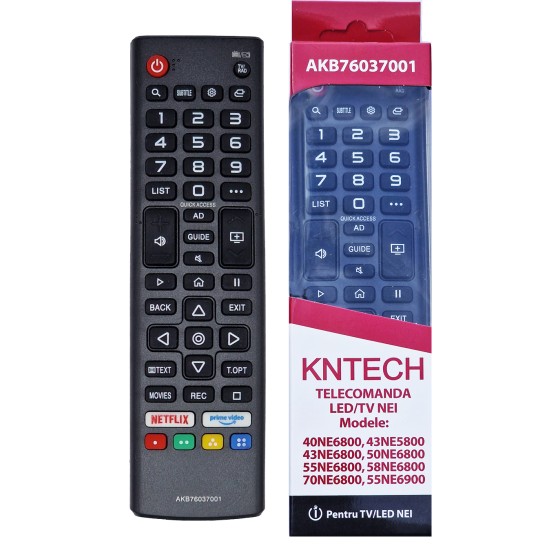 Nr.978B/ AKB76037001 Telecomanda NEI Smart, 40NE6800, 43ne5800,43NE6800, 50NE6800, 55NE6800, 58NE6800, 70NE6800, VORTEX V32EVA2WS, 50R0213SWOS butoane dedicate Netflix, PrimeVideo