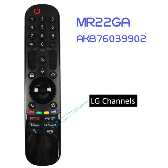 Nr.1018/ MR22GA-AKB76039902-AGF30256702 Telecomandă LCD/LED LG cu Netflix, Prime Video, Disney, LG Channels, Alexa, 2022-2023 cu BLUETOOTH Nr.1018/ MR22GA-AKB76039902-AGF30256702 Telecomandă LCD/LED LG cu Netflix, Prime Video, Disney, LG Channels, Alexa, 2022-2023 cu BLUETOOTH