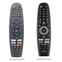 Nr.1051/ 24HA10T3 Telecomanda LED SMARTTECH cu functii YouTube, Netflix, Prime Video si Google Play 24HA20T3, 32HA10T3, 32HA-10T3, 32HA20T3, 32HA-20T3, 32HV10V1, 43UA10V3, 43VA10V3, 50UA10V3, 50UA10T3, 50QA20V3, 55UA10V3, 55UA10T3, 55QA20V3, 65QA20V3