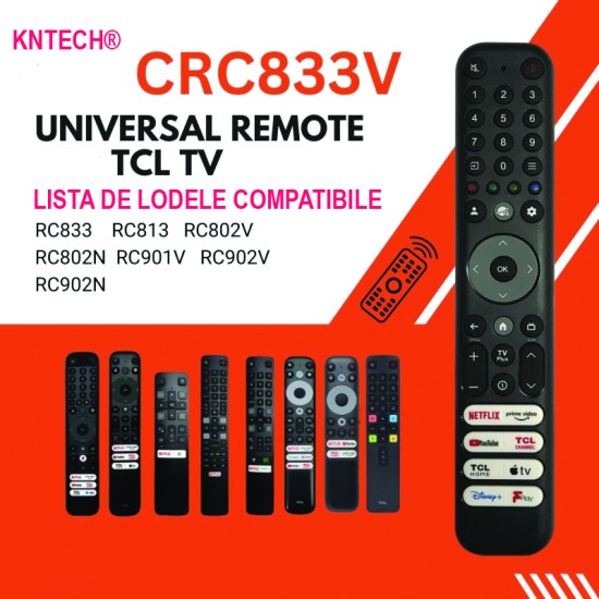 NR.1088/ CRC833V Telecomanda universala pentru LCD/LED TCL 2023 C745 C845 RC933, RC813, RC802, RC803 , RC901, RC902 pentru 32ES560, 32ES570F, 32ES580, 32ES586, 32HD5506, 32HE5800, 32S5400AF, 32S5409A, 32S6000S, 32S615, 32S618, 32S6203, 40ES560, 40ES561X1 NR.1088/ CRC833V Telecomanda universala pentru LCD/LED TCL 2023 C745 C845 RC933, RC813, RC802, RC803 , RC901, RC902 pentru 32ES560, 32ES570F, 32ES580, 32ES586, 32HD5506, 32HE5800, 32S5400AF, 32S5409A, 32S6000S, 32S615, 32S618, 32S6203, 40ES560, 40ES561X1