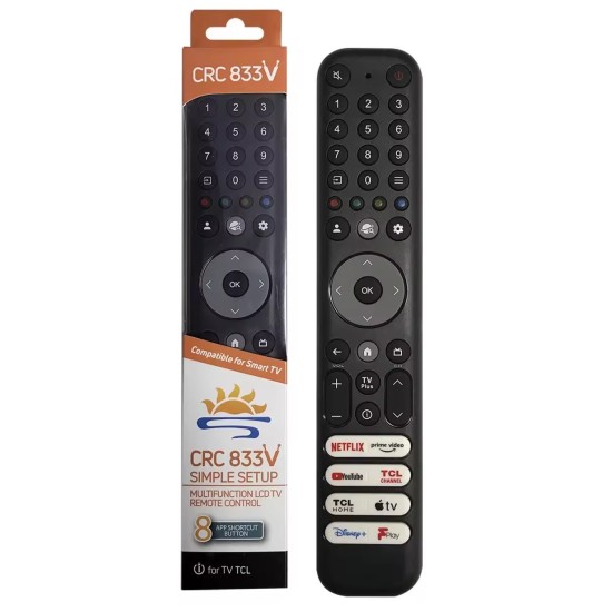 NR.1088/ CRC833V Telecomanda universala pentru LCD/LED TCL 2023 C745 C845 RC933, RC813, RC802, RC803 , RC901, RC902 pentru 32ES560, 32ES570F, 32ES580, 32ES586, 32HD5506, 32HE5800, 32S5400AF, 32S5409A, 32S6000S, 32S615, 32S618, 32S6203, 40ES560, 40ES561X1 NR.1088/ CRC833V Telecomanda universala pentru LCD/LED TCL 2023 C745 C845 RC933, RC813, RC802, RC803 , RC901, RC902 pentru 32ES560, 32ES570F, 32ES580, 32ES586, 32HD5506, 32HE5800, 32S5400AF, 32S5409A, 32S6000S, 32S615, 32S618, 32S6203, 40ES560, 40ES561X1