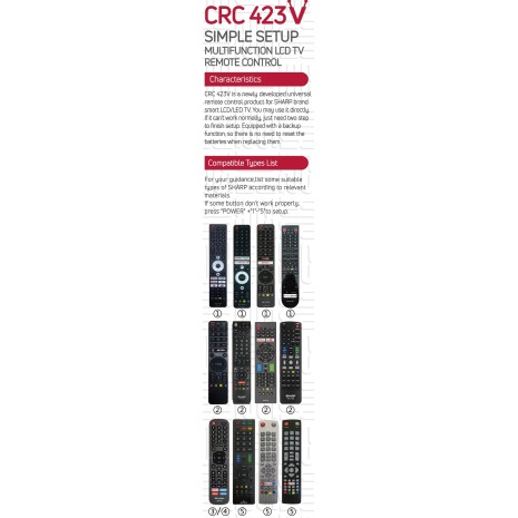 NR.1089/CRC423V Telecomandă Universala pentru LCD/LED SHARP cu IR NR.1089/CRC423V Telecomandă Universala pentru LCD/LED SHARP cu IR