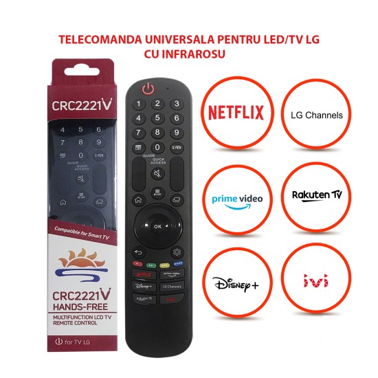 Nr.1168/CRC2221V Telecomandă universala cu infrarosu pentru LCD/LED LG cu Netflix - Prime video-disnay-rokuten-lg-chanel Nr.1168/CRC2221V Telecomandă universala cu infrarosu pentru LCD/LED LG cu Netflix - Prime video-disnay-rokuten-lg-chanel