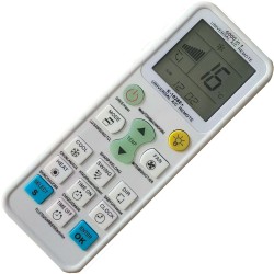 Nr.1215/ K-1028E+PRO Telecomandă universală de aer condiționat pentru 6000 modele de aer conditionat cu ecran mare(4,27x4,27 cm), luminat, coduri aparate noi, acoperire 95% din modelele de aer de pe piata
