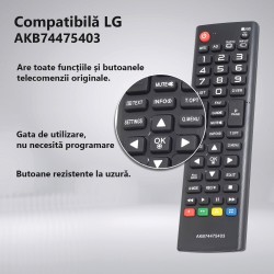 Nr.603/ AKB74475403 Telecomandă pentru LCD/LED LG 32LF561V, 32LF510B, 32LJ500U, 32LJ500V, 32LJ500VZBCEEDLH, 42LF561, 42LF610, 42LF5610ZFBEKH, 42LF561VZFBEKH, 43LF510VZABEKY, 43LF540V, 43UF675VZGBEKY, 43LF561, 43LF5400, 43LF540, 49LF540VZBBEKY Nr.603/ AKB74475403 Telecomandă pentru LCD/LED LG 32LF561V, 32LF510B, 32LJ500U, 32LJ500V, 32LJ500VZBCEEDLH, 42LF561, 42LF610, 42LF5610ZFBEKH, 42LF561VZFBEKH, 43LF510VZABEKY, 43LF540V, 43UF675VZGBEKY, 43LF561, 43LF5400, 43LF540, 49LF540VZBBEKY