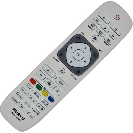 Nr.740/ RM-L1125W Telecomandă pentru LCD/LED PHILIPS cu coduri SAA3010 și PHILIPS (POWER+TASTA"1"-SAA3010, POWER+TASTA"2"-PHILIPS)