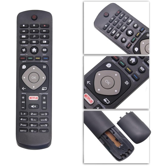 Nr.767/ 398GR08BE Telecomandă KNTECH pentru LED PHILIPS 4K cu Netflix pentru 22PFS4022, 24PFS4022, 32PFS6401, 39PHS4112, 40PFH4509/88, 42PFH5609/88, 43PUS6401, 47PFH5609/88, 48PFT4101, 49PUS7101/12, 50PFL5601/F7, 55PFT6200/98, 58PUS6809/12, 65PUS6121