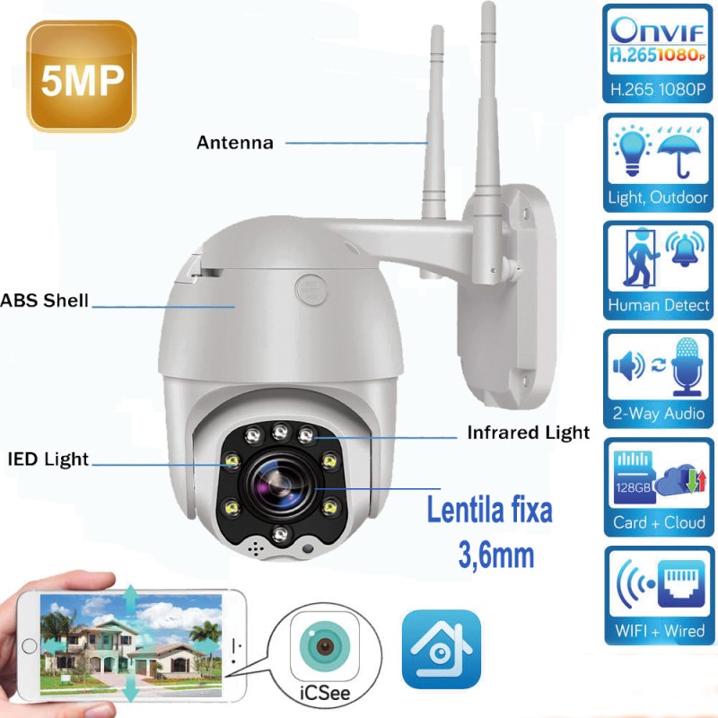 Clothes More reach Camera Supraveghere IP PTZ Mini speed-Dome, Wireless, 1080p, de exterior cu  Microfon/speaker IPG-PT02WAP