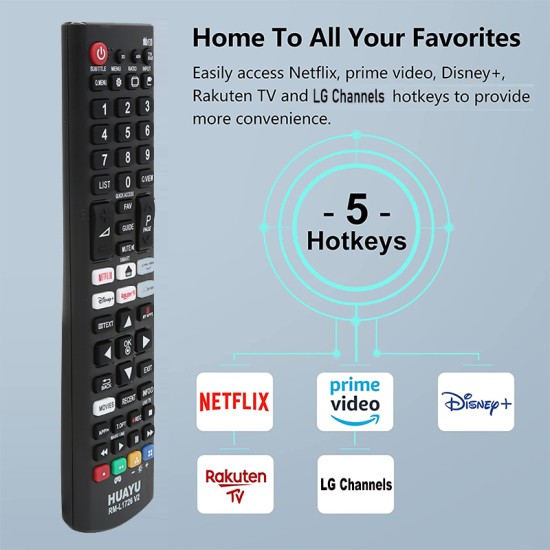 Nr.987/ RM-L1726-V2 Telecomanda HUAYU universala pentru LED Smart LG 4k cu Netflix, Disney+, Rakuten, Prime Video AKB76037605-AKB76040301-AKB75675311-AKB74915321-AKB73715650-AKB73715628-AKB73975761-AKB74915324-AKB74915325-AKB73715601-AKB73715637