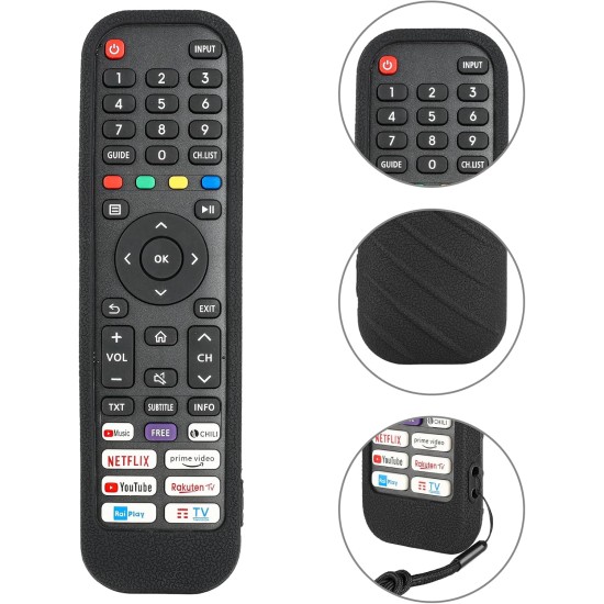 T135-NEAGRA/Husă din silicon pentru telecomanda HISENSE TV/LED modelele EN2G30H, EN2X30H, EN2AH30H, RM-L1665 ,V43RO50VS si alte modele in aceiasi carcasa T135-NEAGRA/Husă din silicon pentru telecomanda HISENSE TV/LED modelele EN2G30H, EN2X30H, EN2AH30H, RM-L1665 ,V43RO50VS si alte modele in aceiasi carcasa