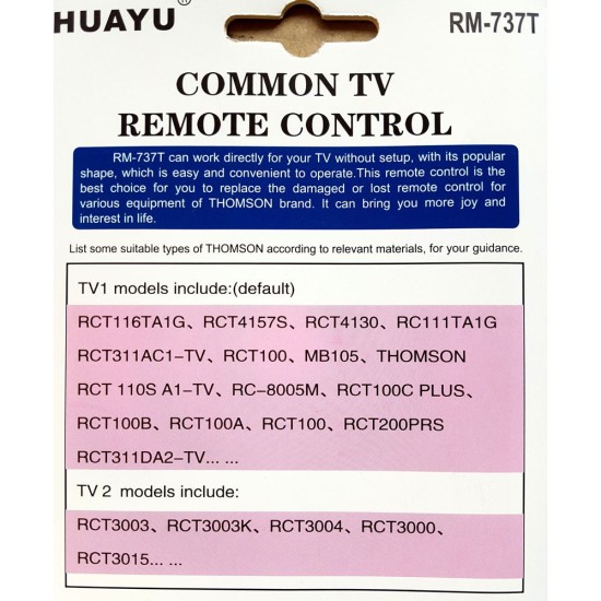 Nr.353/ RM-737T Telecomandă pentru LCD THOMSON Nr.353/ RM-737T Telecomandă pentru LCD THOMSON