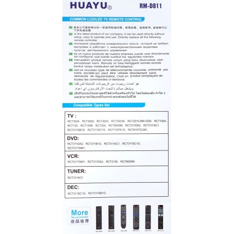 NR.429/ RM-D811 Telecomandă pentru TV/LCD/DVD/TUNER THOMSON NR.429/ RM-D811 Telecomandă pentru TV/LCD/DVD/TUNER THOMSON