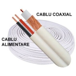 Cablu coaxial cu ALIMENTARE 75 ohm RG6 CCS + 2 fire CCA x 0,75 mm PE alb rola 100m TED Wire Expert