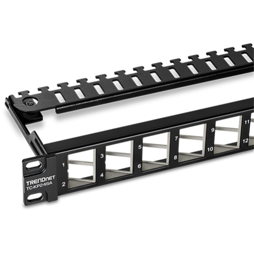 Patch Panel ecranat 24 porturi blank keystone inclinate 1U - TRENDnet TC-KP24SA Patch Panel ecranat 24 porturi blank keystone inclinate 1U - TRENDnet TC-KP24SA