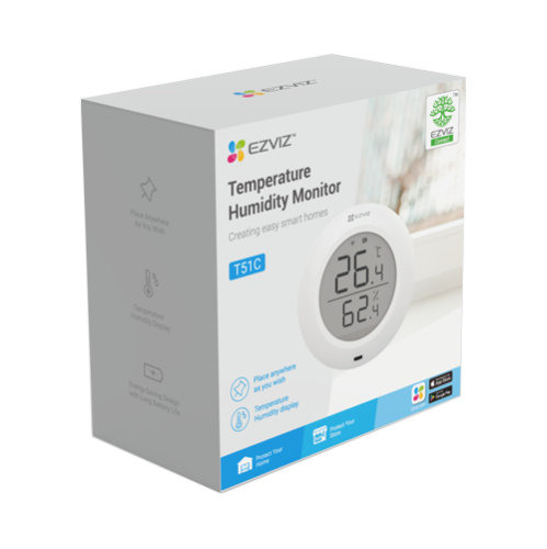 Senzor de temperatura si umiditate Smart Home EZVIZ, afisaj 1.8 inch, comunicare Wireless ZigBee CS-T51C Senzor de temperatura si umiditate Smart Home EZVIZ, afisaj 1.8 inch, comunicare Wireless ZigBee CS-T51C
