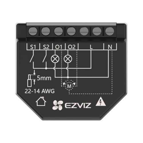 Releu inteligent Wi-Fi pentru aplicatii Smart Home EZVIZ, 2 canale 250Vc.a. max. 16A CS-T36-R100-WM