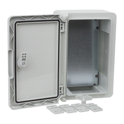 Cutie distributie IP65 din ABS gri, usa mata, placa metalica, 200x300x130 mm PP3001