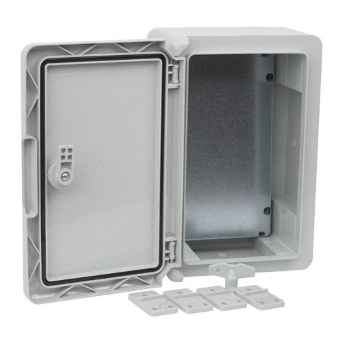 Cutie distributie IP65 din ABS gri, usa mata, placa metalica, 200x300x130 mm PP3001