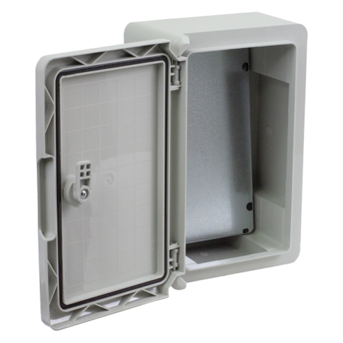 Cutie distributie IP65 din ABS gri, usa mata, placa metalica, 200x300x130 mm PP3001