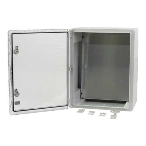 Cutie distributie IP65 din ABS gri, usa transparenta, placa metalica, 400x500x240 mm PP3017 Cutie distributie IP65 din ABS gri, usa transparenta, placa metalica, 400x500x240 mm PP3017
