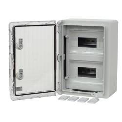 Cutie modulara IP65 din ABS gri, usa transparenta, 2 x 9 module, 250x350x150 mm PP3112