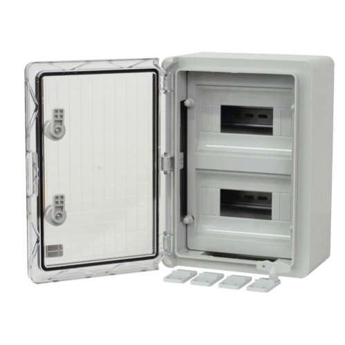 Cutie modulara IP65 din ABS gri, usa transparenta, 2 x 9 module, 250x350x150 mm PP3112 Cutie modulara IP65 din ABS gri, usa transparenta, 2 x 9 module, 250x350x150 mm PP3112