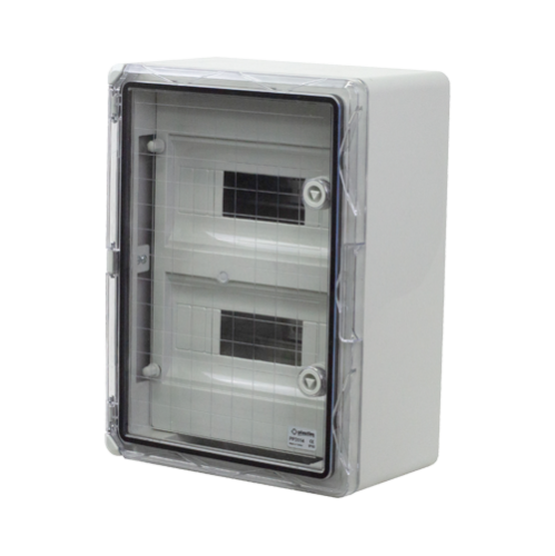 Cutie modulara IP65 din ABS gri, usa transparenta, 2 x 12 module, 300x400x170 mm PP3114 Cutie modulara IP65 din ABS gri, usa transparenta, 2 x 12 module, 300x400x170 mm PP3114