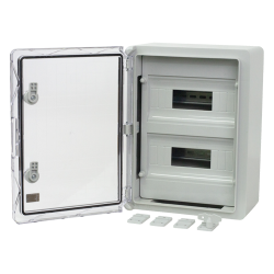 Cutie modulara IP65 din ABS gri, usa transparenta, 2 x 12 module, 300x400x170 mm PP3114
