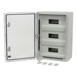 Cutie modulara IP65 din ABS gri, usa transparenta, 3 x 15 module, 350x500x190 mm PP3116