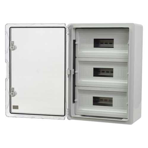 Cutie modulara IP65 din ABS gri, usa transparenta, 3 x 15 module, 350x500x190 mm PP3116 Cutie modulara IP65 din ABS gri, usa transparenta, 3 x 15 module, 350x500x190 mm PP3116
