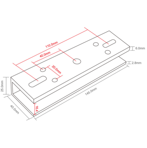 Suport U pt. montaj electromagnet CSE-180P-(S) pe usi din sticla CSE-180P-U