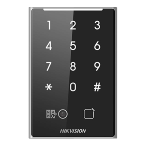 Cititor de proximitate MIFARE, cod QR, Wiegand, RS-485, tastatura integrata -HIKVISION DS-K1109DKB-QR