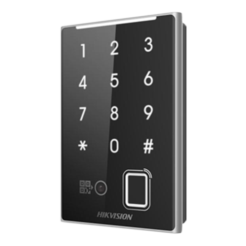 Cititor de proximitate MIFARE, amprenta, cod QR, Wiegand, RS-485, tastatura integrata -HIKVISION DS-K1109DKFB-QR