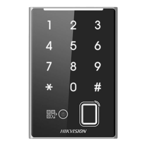 Cititor de proximitate MIFARE, amprenta, cod QR, Wiegand, RS-485, tastatura integrata -HIKVISION DS-K1109DKFB-QR