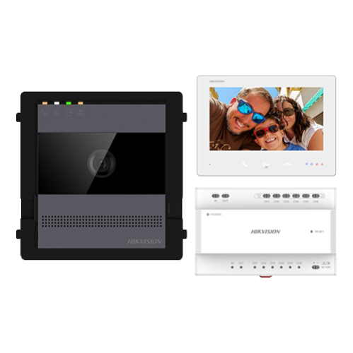 KIT videointerfon 2 fire pentru 1 familie, monitor 7 inch, Alarma, IK08, Card 32GB, Al - HIKVISION DS-KIS704EY-AL KIT videointerfon 2 fire pentru 1 familie, monitor 7 inch, Alarma, IK08, Card 32GB, Al - HIKVISION DS-KIS704EY-AL