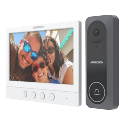 Kit videointerfon analogic, ecran 7', conectare 4 fire pentru 1 familie, IR - HIKVISION DS-KIS212 Kit videointerfon analogic, ecran 7', conectare 4 fire pentru 1 familie, IR - HIKVISION DS-KIS212