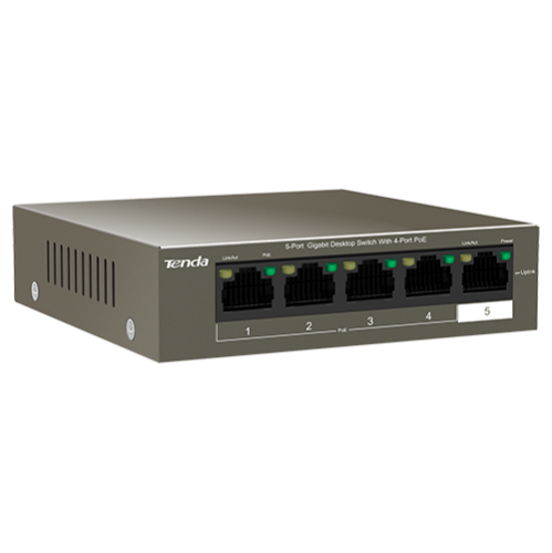 Switch 4 porturi Gigabit PoE, 1 port Uplink Gigabit - Tenda TND-TEG1105P-4-63W Switch 4 porturi Gigabit PoE, 1 port Uplink Gigabit - Tenda TND-TEG1105P-4-63W