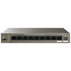 Switch 8 porturi Gigabit PoE, 1 port Uplink Gigabit, 1 port SFP Uplink Gigabit - Tenda TND-TEG1110PF-8-102W