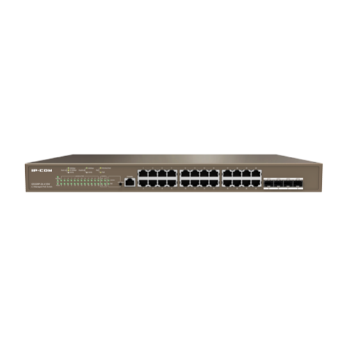 Switch 24 porturi PoE Gigabit, 4 porturi SFP Gigabit, 1 port consola,1U, L3 Management - IP-COM G5328P-24-410W Switch 24 porturi PoE Gigabit, 4 porturi SFP Gigabit, 1 port consola,1U, L3 Management - IP-COM G5328P-24-410W