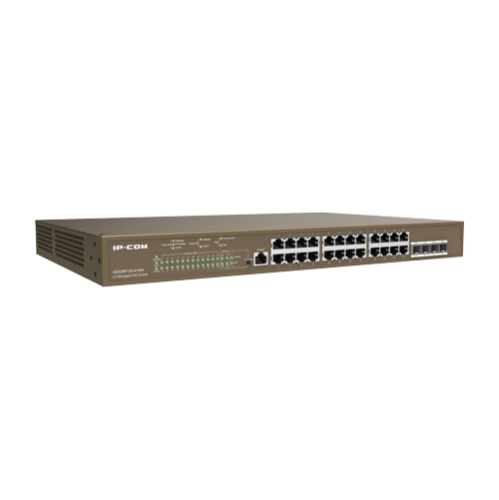 Switch 24 porturi PoE Gigabit, 4 porturi SFP Gigabit, 1 port consola,1U, L3 Management - IP-COM G5328P-24-410W Switch 24 porturi PoE Gigabit, 4 porturi SFP Gigabit, 1 port consola,1U, L3 Management - IP-COM G5328P-24-410W
