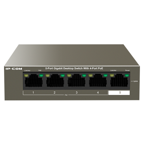 Switch 4 porturi Gigabit PoE, 1 port RJ45 Gigabit - IP-COM G1105P-4-63W Switch 4 porturi Gigabit PoE, 1 port RJ45 Gigabit - IP-COM G1105P-4-63W