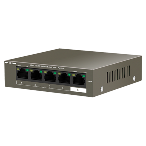 Switch 4 porturi Gigabit PoE, 1 port RJ45 Gigabit - IP-COM G1105P-4-63W Switch 4 porturi Gigabit PoE, 1 port RJ45 Gigabit - IP-COM G1105P-4-63W