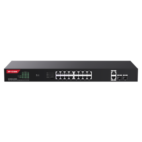 Switch 16 porturi Gigabit PoE, 2 x RJ45 Gigabit Uplink, 2 x SFP Gigabit, 1U - IP-COM G1120P-16-250W Switch 16 porturi Gigabit PoE, 2 x RJ45 Gigabit Uplink, 2 x SFP Gigabit, 1U - IP-COM G1120P-16-250W
